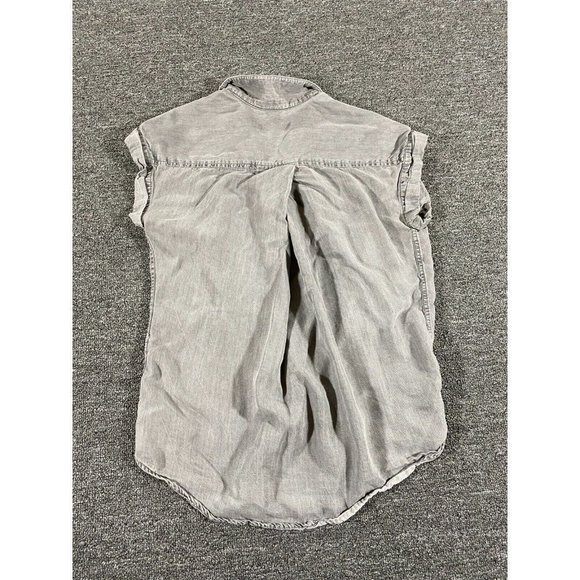 Zachs Girlfriend Button Up Shirt Womens Medium Gray Sleeveless Blouse Ladies M - Picture 8 of 11